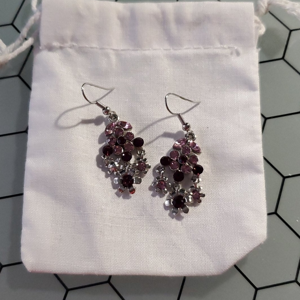 Purple drop earrings